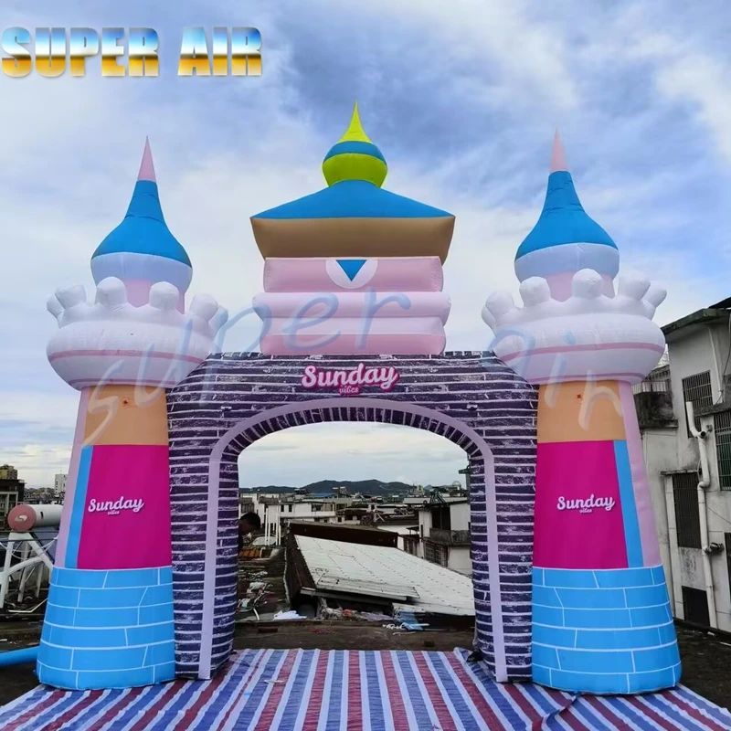 Arc de château gonflable personnalisé, beau design fabriqué en chine, pour enfants