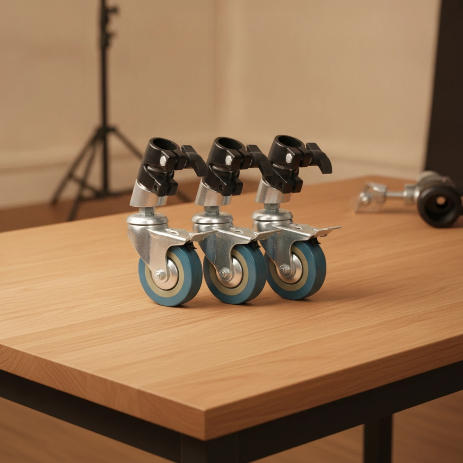 3 Pieces C-Stand Caster Wheel Locking Light Stand Caster Professional Non Marking for Photographers, Photo Studio