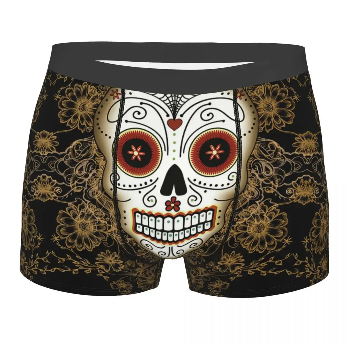 Cuecas Boxer Respiráveis Vintage para Homens, Cuecas Caveira Açúcar, Roupa Interior Masculina, Shorts Estampados, Cuecas