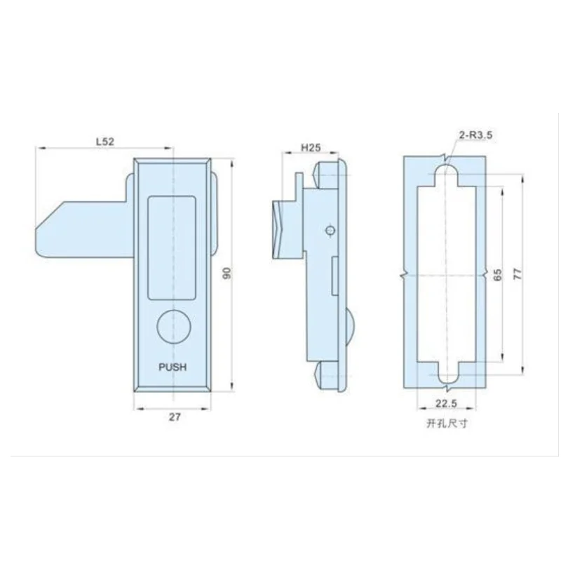 Power Distribution Box Electric Cabinet Bounce to unlock Handle Lock Equipment Control Cabinet Door Handle Button Bounce Locks