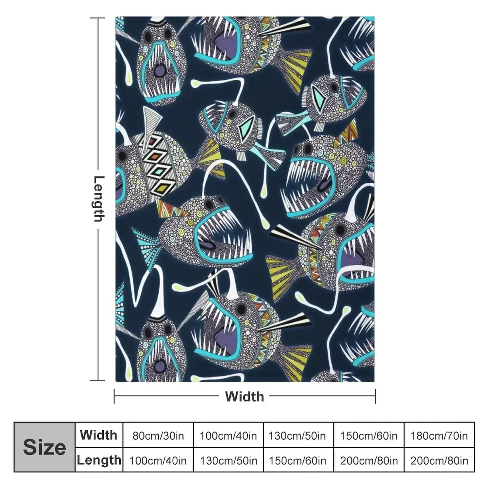 deep sea anglerfish Throw Blanket couch cozy soft plush fuzzy picnic outdoor blanket