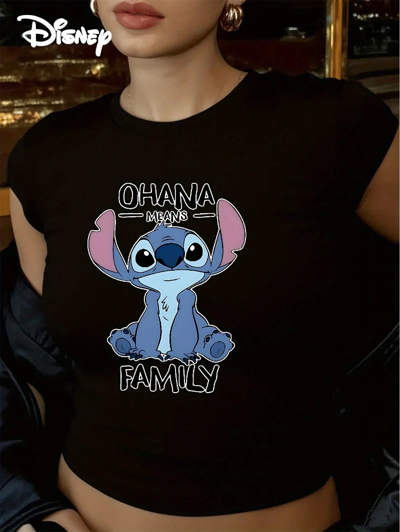 

Potdemiel Women'S Disney Stitch Graphic Crop Top Perfect for Everyday Party Outfits Official Disney Licensed Stitch Merchandise