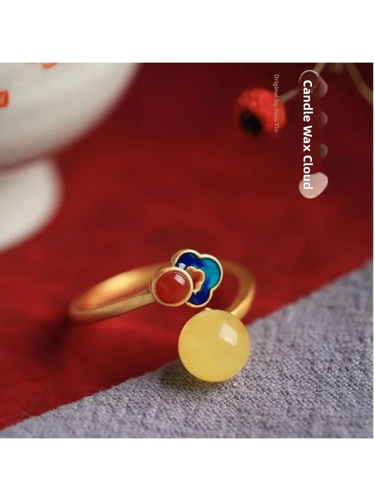 

Элегантное эмалевое кольцо для женщин в винтажном стиле, модное ювелирное украшение из сплава для сочетания с ханьфу