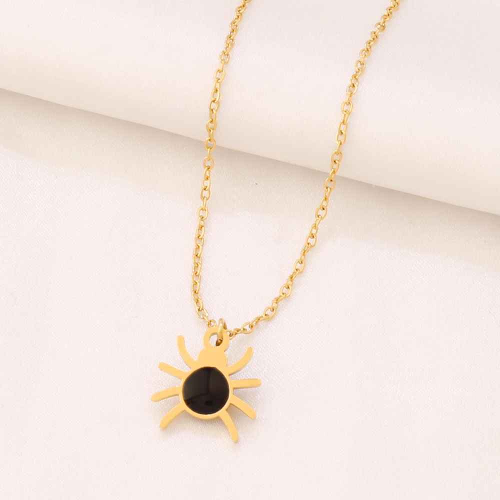 Stainless Steel Ghost Spider Bat Pendant Necklace For Women Creative Funny Broom Mummy Chain Necklaces Halloween Party Jewelry