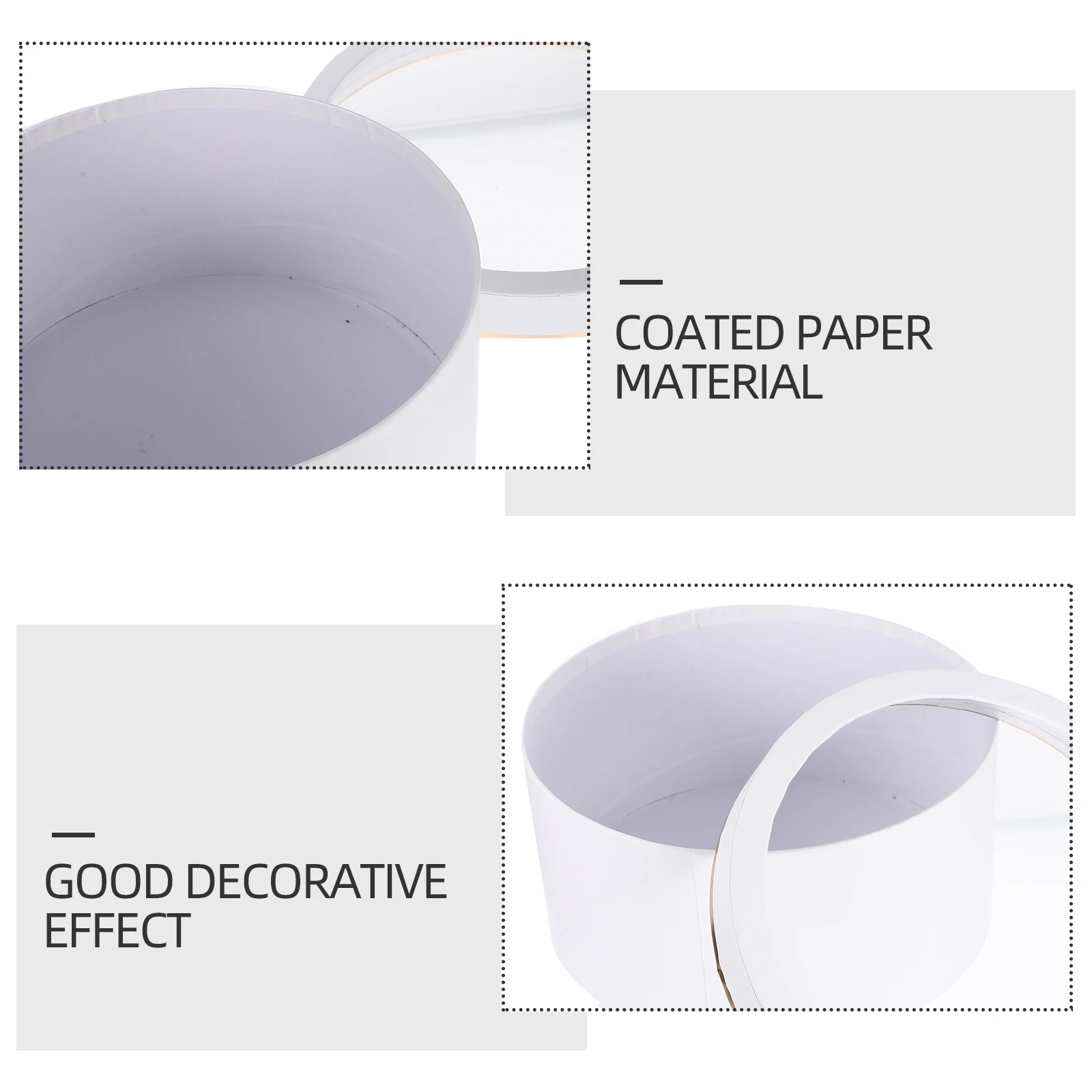 

2pcs PVC Flower Gift Boxes White Round Packaging Valentine Floral Lid Box for Flowers Bouquet Favor Present Storage