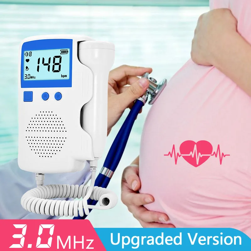 Gravidez Portátil Bebê Doppler, Detector De Freqüência Cardíaca Sadia Fetal, Doppler Fetal, Monitor de 3.0MHz, Sonar Doméstico