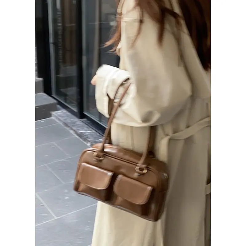 Sac à Main Rétro à Double Poche pour Femme, Fourre-Tout de Haute Qualité, Design de Niche Premium, Grande Capacité, Décontracté