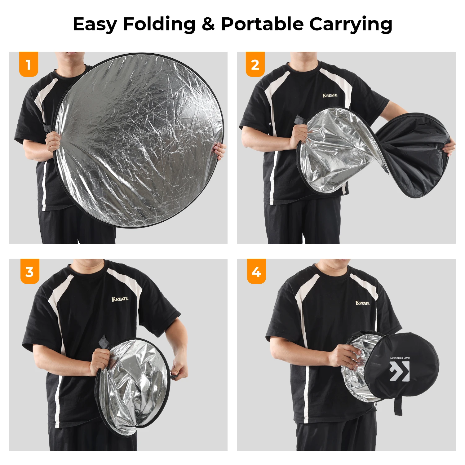 K&F CONCEPT 5-in-1-Rundreflektor, 80 cm, durchscheinend, weiches Lichtpanel, Porträt, Outdoor, faltbar, Fotografie, Lichtblockierung, Neu