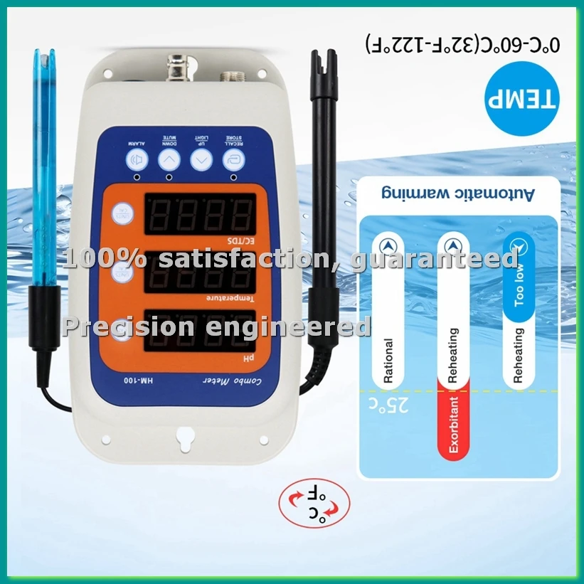 

4 in 1 Water Quality Tester Temp TDS EC PH Meter Conductivity Monitor Digital Analyzer for Swimming Pool EU Plug-BCBW