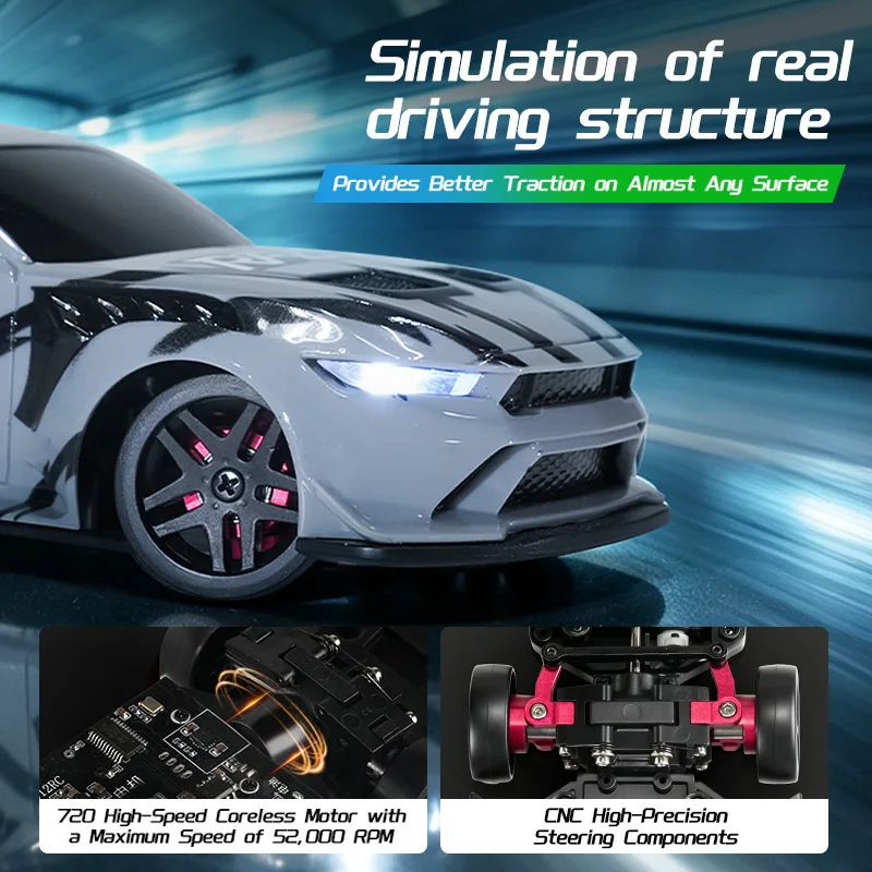 1:36 Scale 2WD RC Drift  Racing  Vehicle, High Speed 2.4G Rechargeable Remote Control Car, Birthday Gift for Boys & Kids 2026
