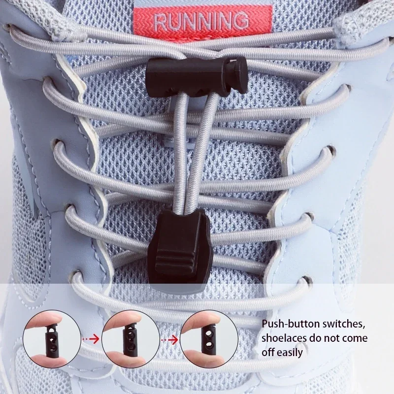 Runde Schnürsenkel, solide, elastische Schnürsenkel, Sneakers, Tennisschloss, Schnürsenkel ohne Krawatten, für Erwachsene und Kinder, Gummibänder für Schuhe, Zubehör