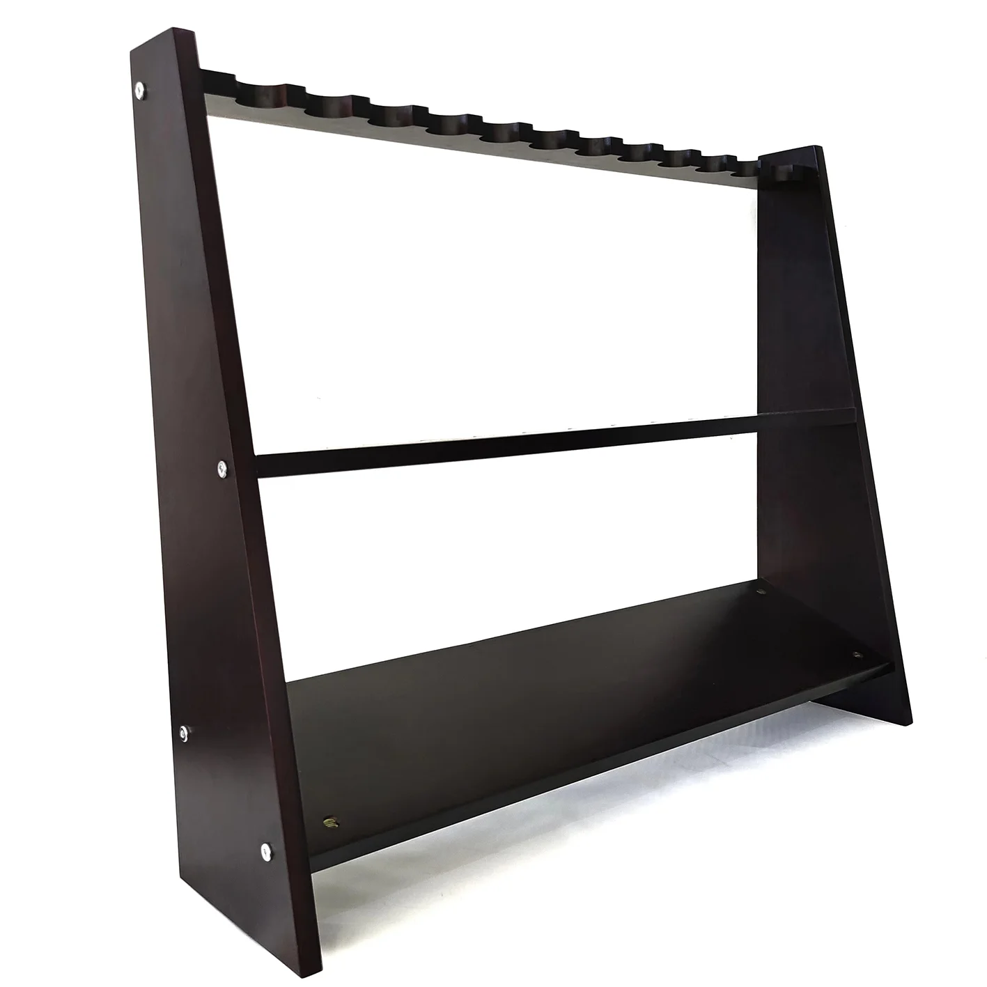 

Billiard Snooker/Pool Cue Rack Cue Holder Solid Wood Structure Ladder Shape Corner Style Floor Stand, 12 holes contain 12 Cues