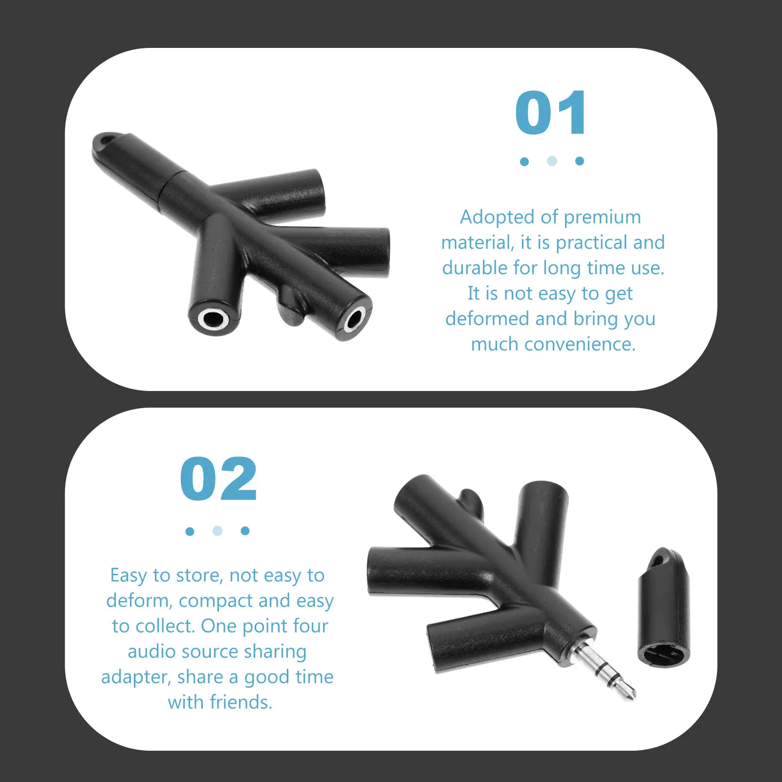 4-Way Audio Adapter Professional Headphone Splitter Flexible Portable Multi Output Sharing Music Chat Headphone Splitter