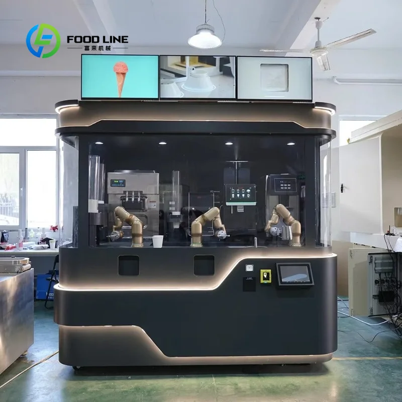 Customized Multi Collaborative Robotic Arm Auto Coffee Kiosk Vending Machine Unmanned Vending Coffee Machine Robot