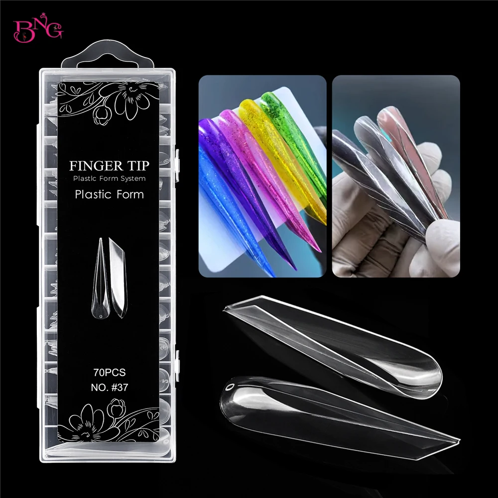 BNG 3D Curved Stiletto Nail Dual Forms for Poly Extension Gel Extension XL XXL Acrylic Nail Molds Reusable Full Cover Molds