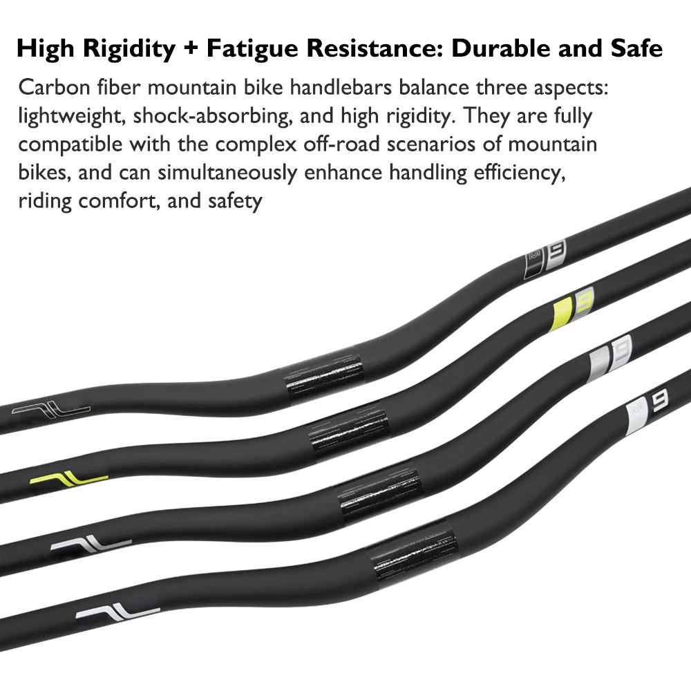 

M9 carbon fiber swallow-shaped handlebar, black matte 30/50mmMTB handlebar, suitable for mountain bike handlebars 780-800mm