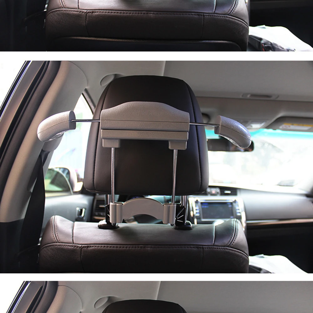 Car-Mounted Spring Hanger with Adjustable Width Range for Hanging Garments in Vehicles or Repurposed as Closet Hook for Bags