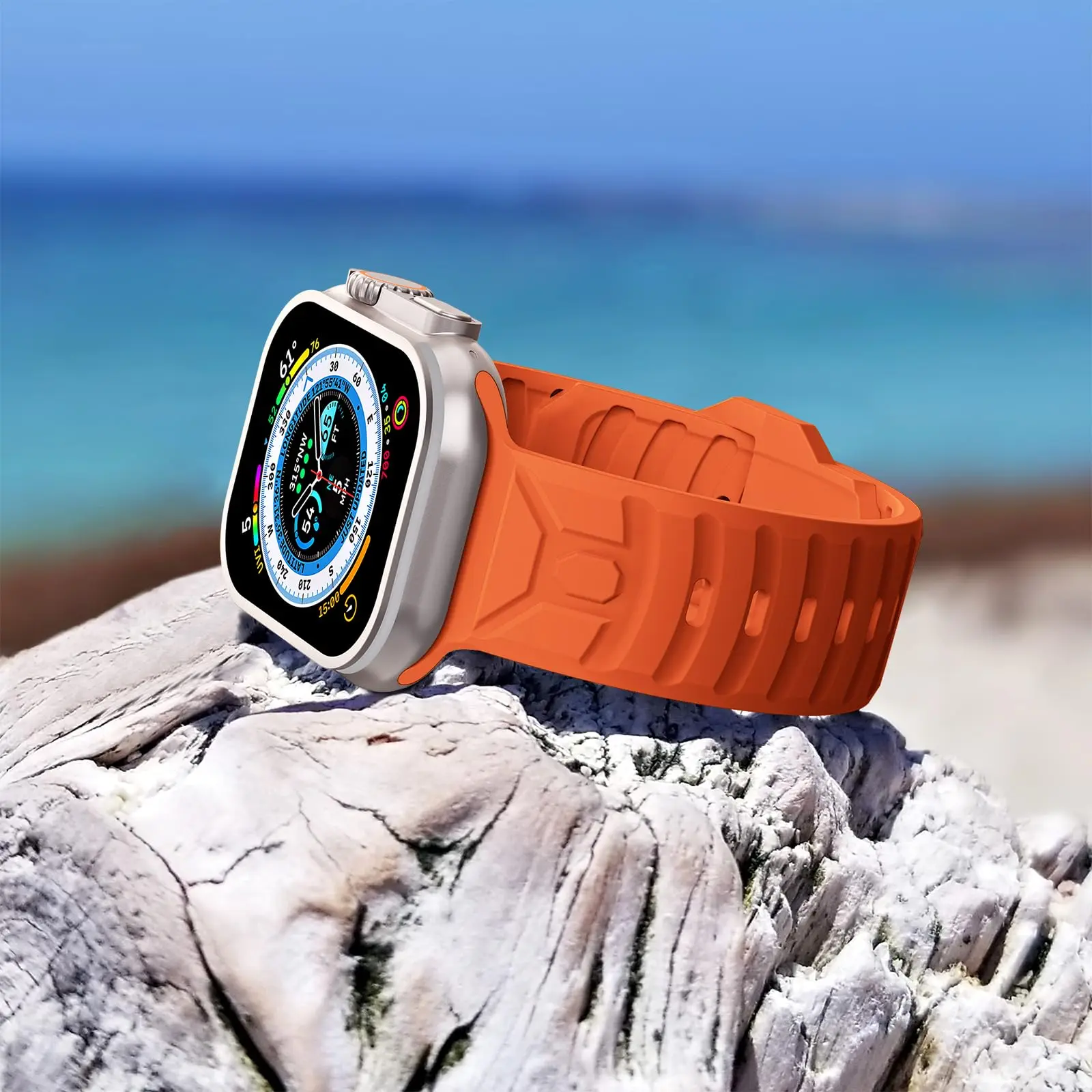 通気性がありファッショナブルなシリコン製時計ストラップ1本、Apple Watchシリーズ10、9、8、7、6、SE、SE2、Ultraに対応