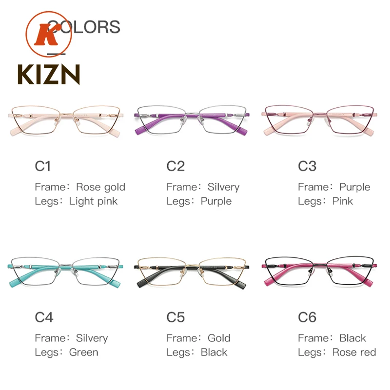 

Очки KIZN с защитой от синего света, квадратные, для коррекции близорукости, оправа из сплава, женские, оптические, с диоптриями, легкие, маленькие, с эффектом изменения цвета, модные очки -0.50 до -10