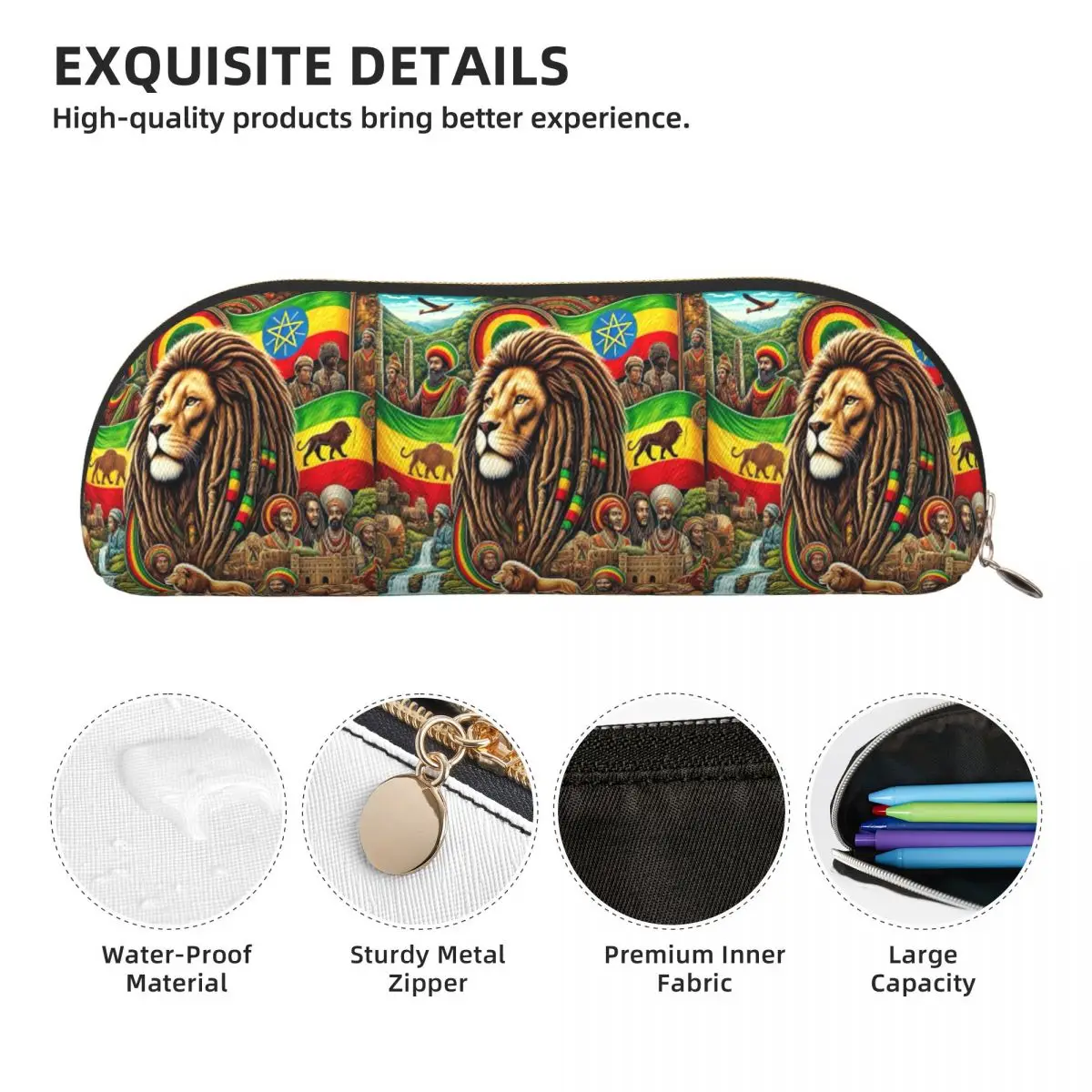 Rastafarian Amaiquina Reggae Rasta Lion Street Skullies 연필 케이스 펜 홀더 보관 문구 용품 펜 상자 연필 가방