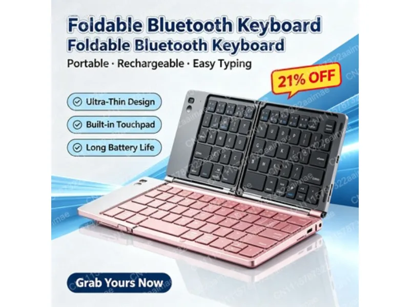 Foldable Wireless Bluetooth Keyboard Portable Triple Folding Keyboard for Desktop PC Laptop