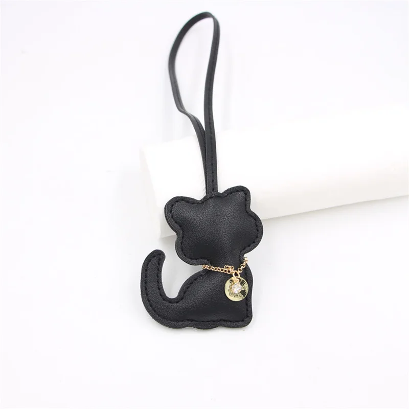 Cartoon Cat Girls women's good-looking bag Ornament Small accessories PU leather keychain pendant Birthday Gift