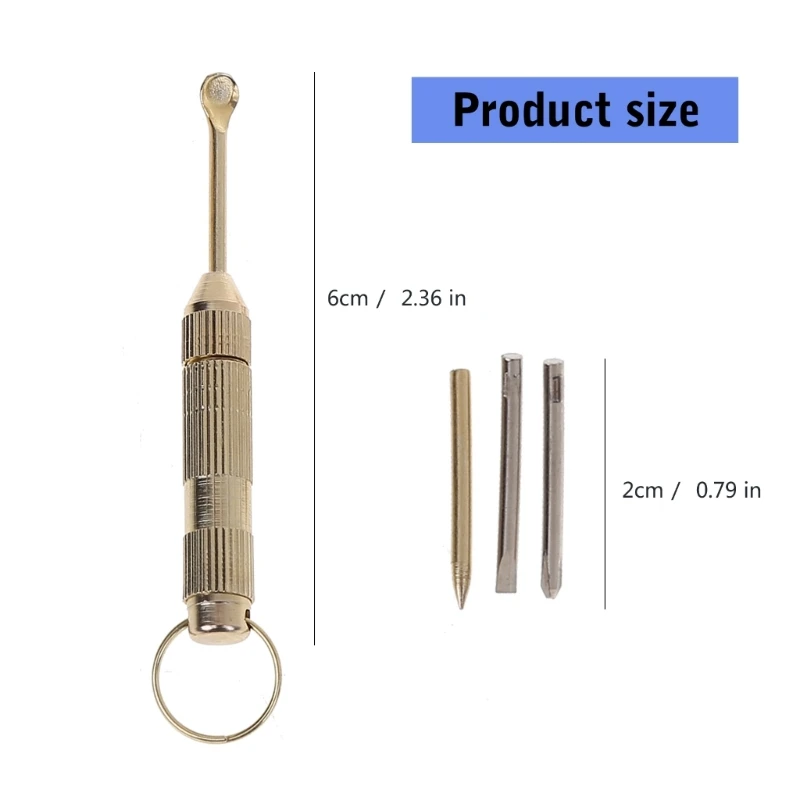 4 in1 Mini Portable Golden Opener Screwdrivers Ear Pick Ear Cleaner Keychain