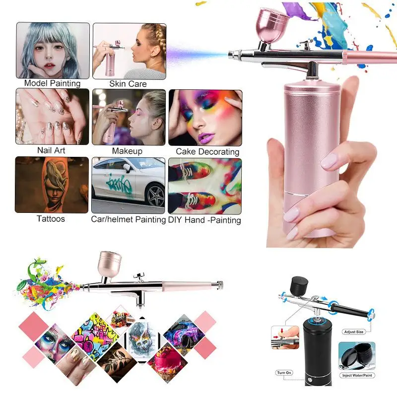Portable Airbrush Compressor Set USB Charging 0.3mm Nozzle for Painting Tattoo Makeup Nail Art and Craft Electronic Part
