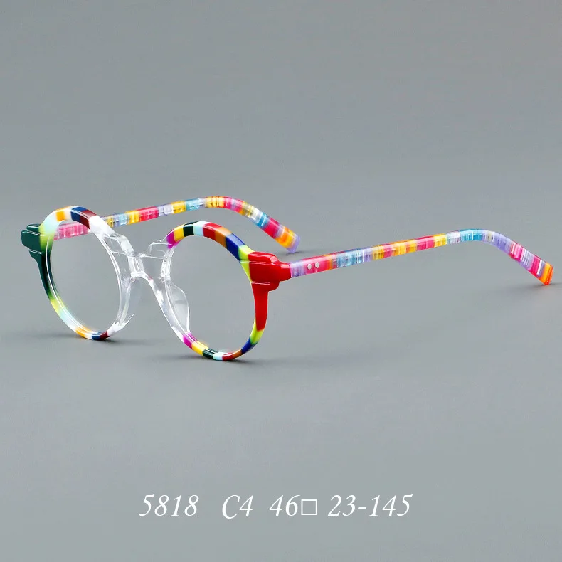 Vcka vintage acetat myopie brille rahmen runde frauen männer benutzer definierte optische rezept brillen luxus brillen-0,5 bis-10 – Detail 8