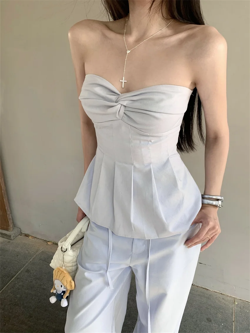 Alien Kitty Bow Sexy Camis Women Fashion Casual Straight Loose 2024 Gentle OL New Summer Office Lady High Street Slim Pants