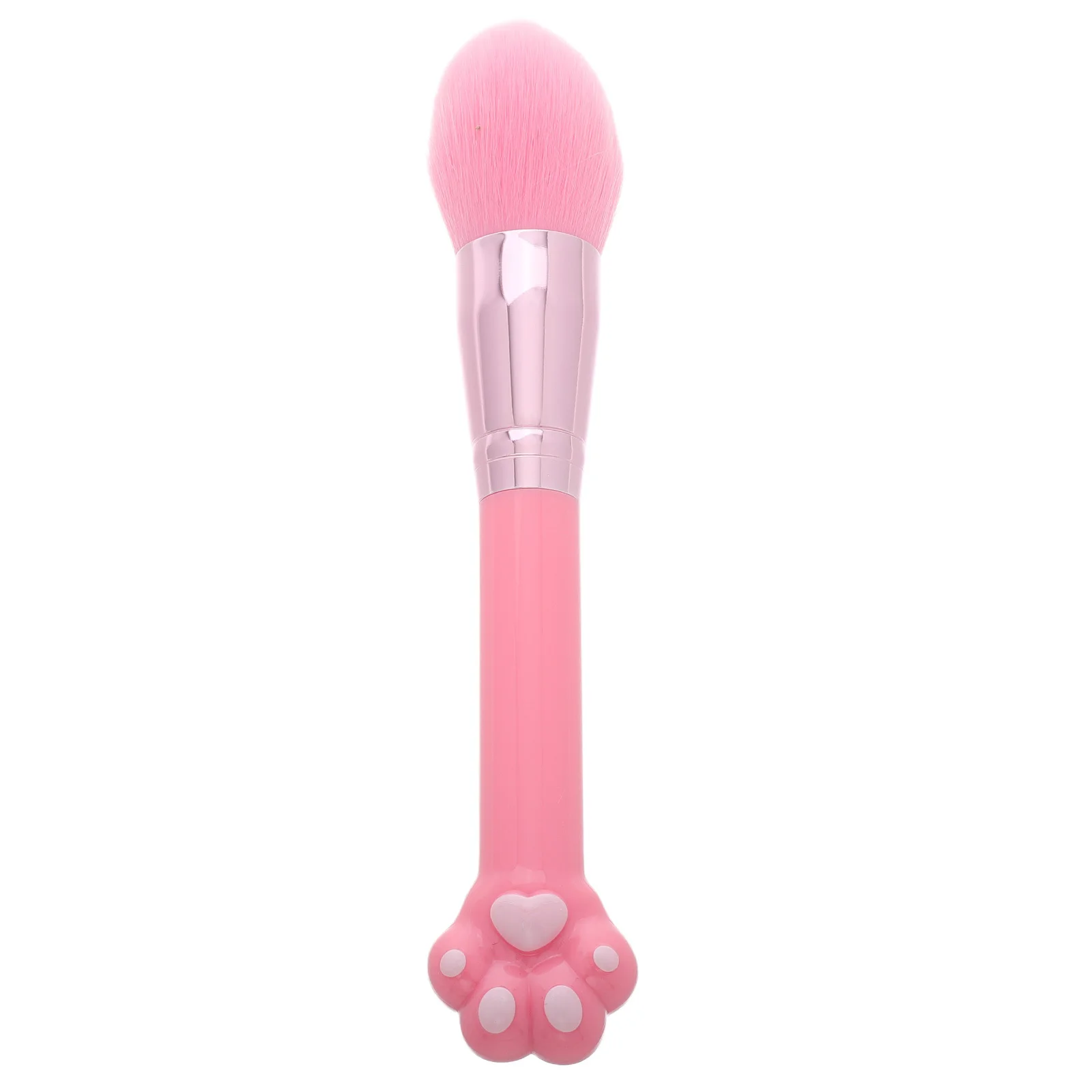 Pennello per trucco con zampa di gatto rosa Manico lungo Setole morbide Strumento per trucco viso con fondotinta in polvere sciolto multifunzione