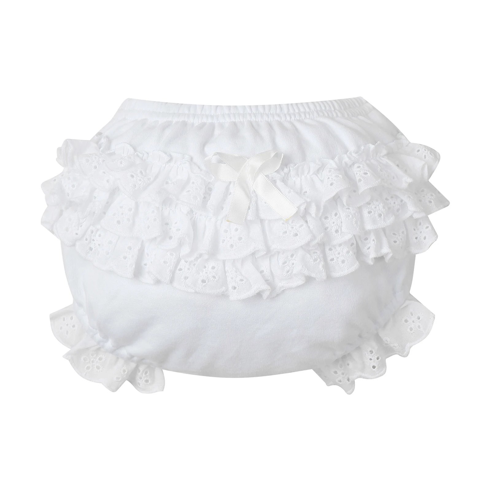 Newborn Baby Soft Cotton Bloomers Solid Color Ruffled Casual Shorts Elastic Waistband Bread Pants Briefs Nappies Diaper Cover