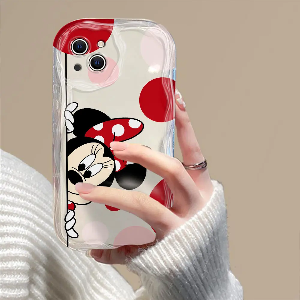 Fashion Disney Mickey Minnie 3D Wave Phone Case For Samsung Galaxy S24 S23 S21 S20 FE Plus Ultra 4G 5G Soft Silicone Back Cover