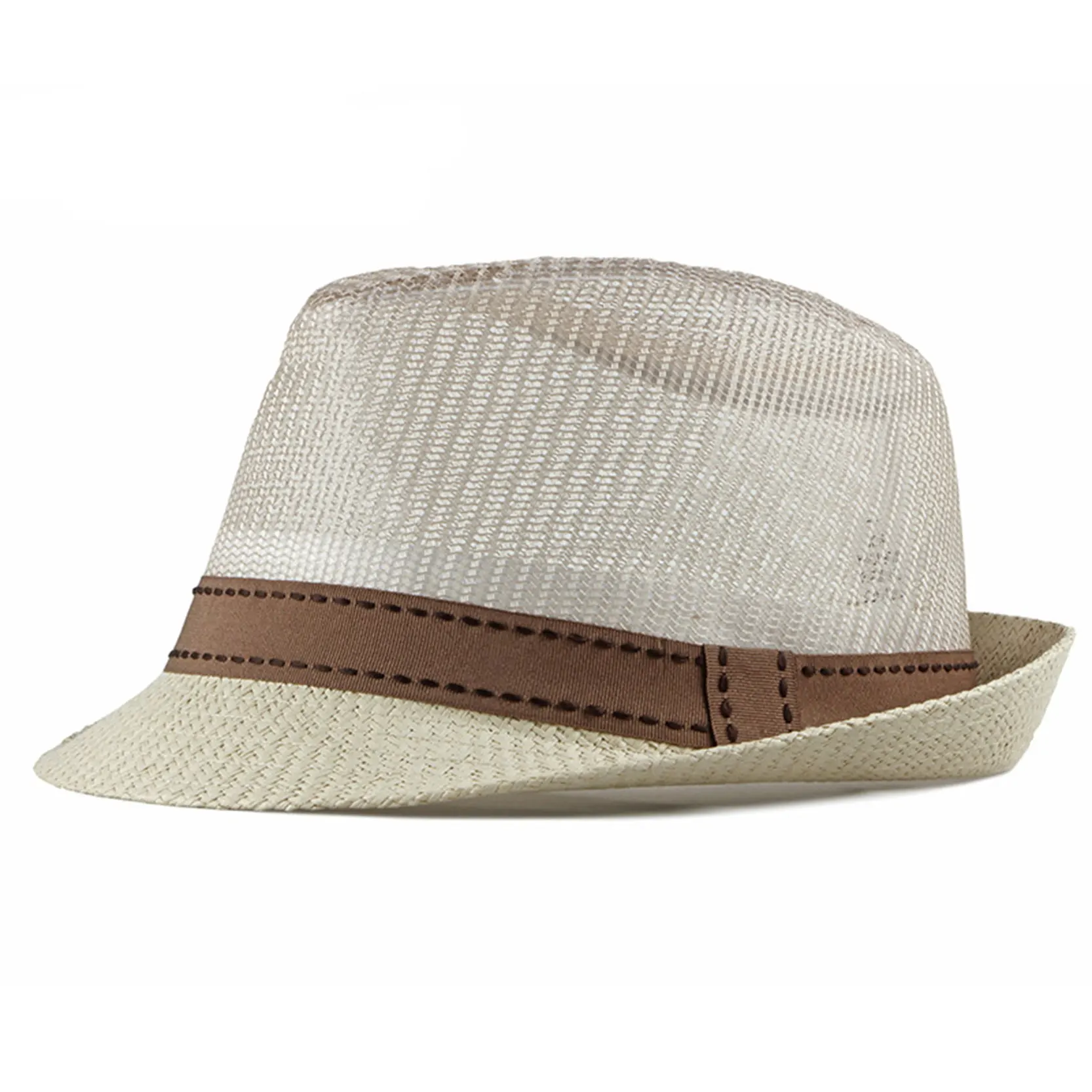 Men\'s Spring Summer Mesh Breathable Fedora Straw Jazz Travel Panama Male Sun Hat Cap Holiday Beach Fishing Hats Caps