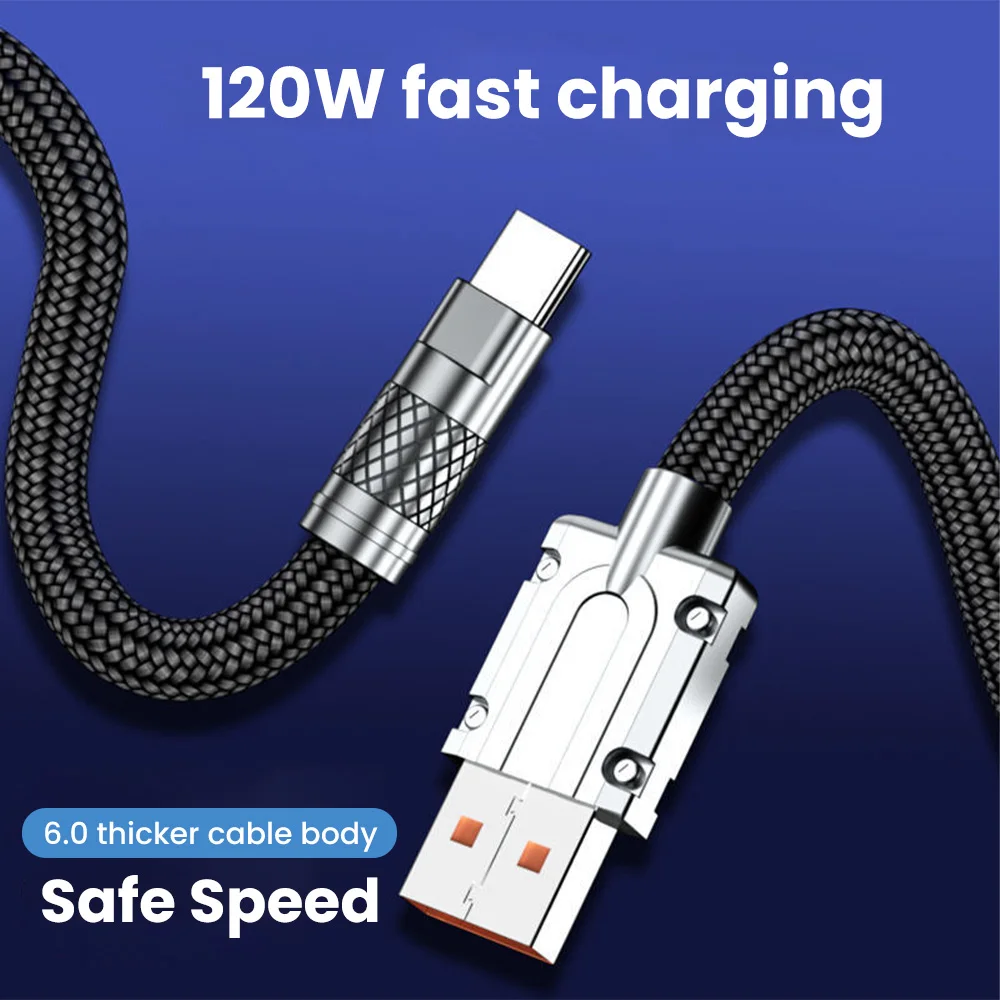 120W USB Type C Cable 6A Fast Charging Wire Mobile Phone USB Line For Huawei Xiaomi Redmi Samsung Poco f5 USB C Data Cable Cord