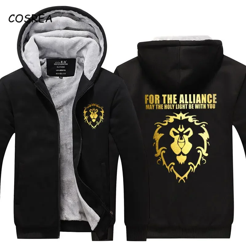 COSREA Alliance Horde Winter Warm Jacket Men World Of Warcraft Fleece Mens Hooded Sweatshirts Dota2 Man Thicken Hoody Coats