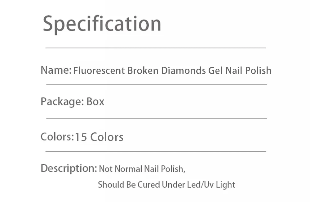 Vendeeni 15 Farben/Set Glitzer-Broken-Diamond-Gel-Nagellack, semi-permanenter UV-LED-Soak-Off-Gel-Lack mit Display – Detail 10
