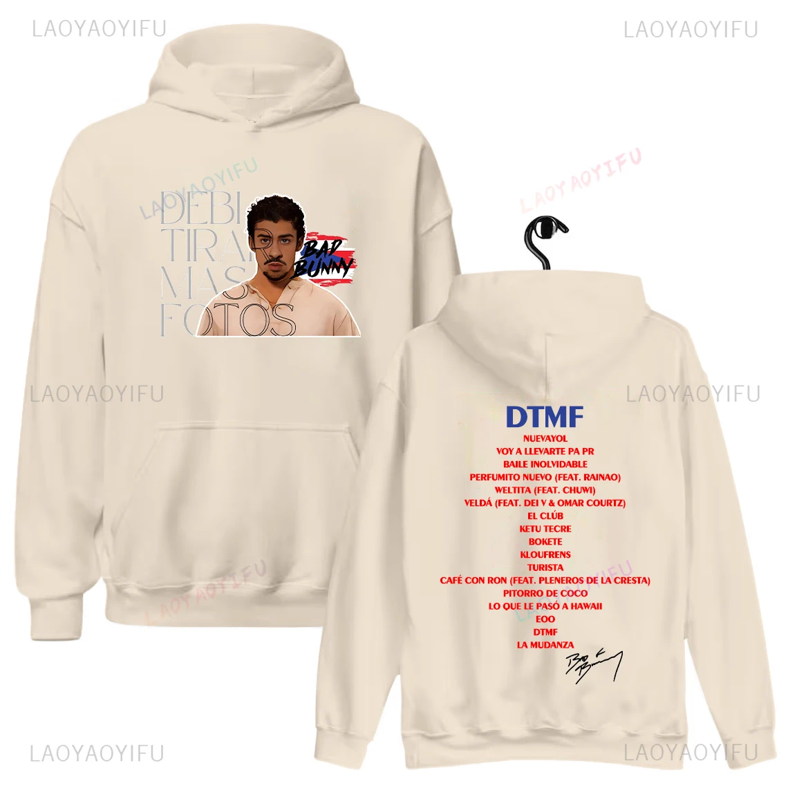 Bad Bunny Album DTMF Print Pullover Mode Losse Hoodie Herfst Winter Warm Mannen Vrouw Trend Straat Sweatshirt met lange mouwen