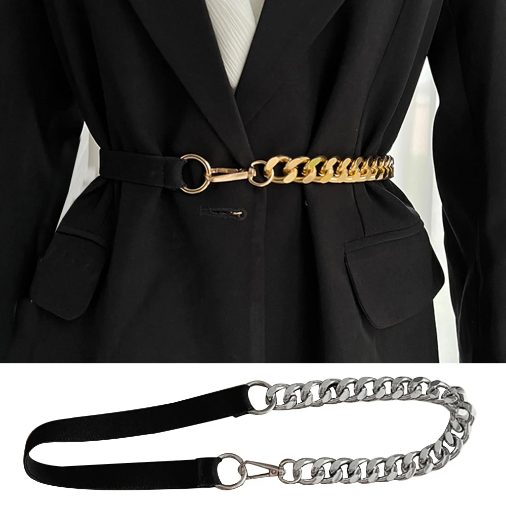 

Adjustable Metal Waist Chain Belt PU leather Women Decorative Waistband Coat sweater Dress Waist Belts Chain Cinturon Mujer