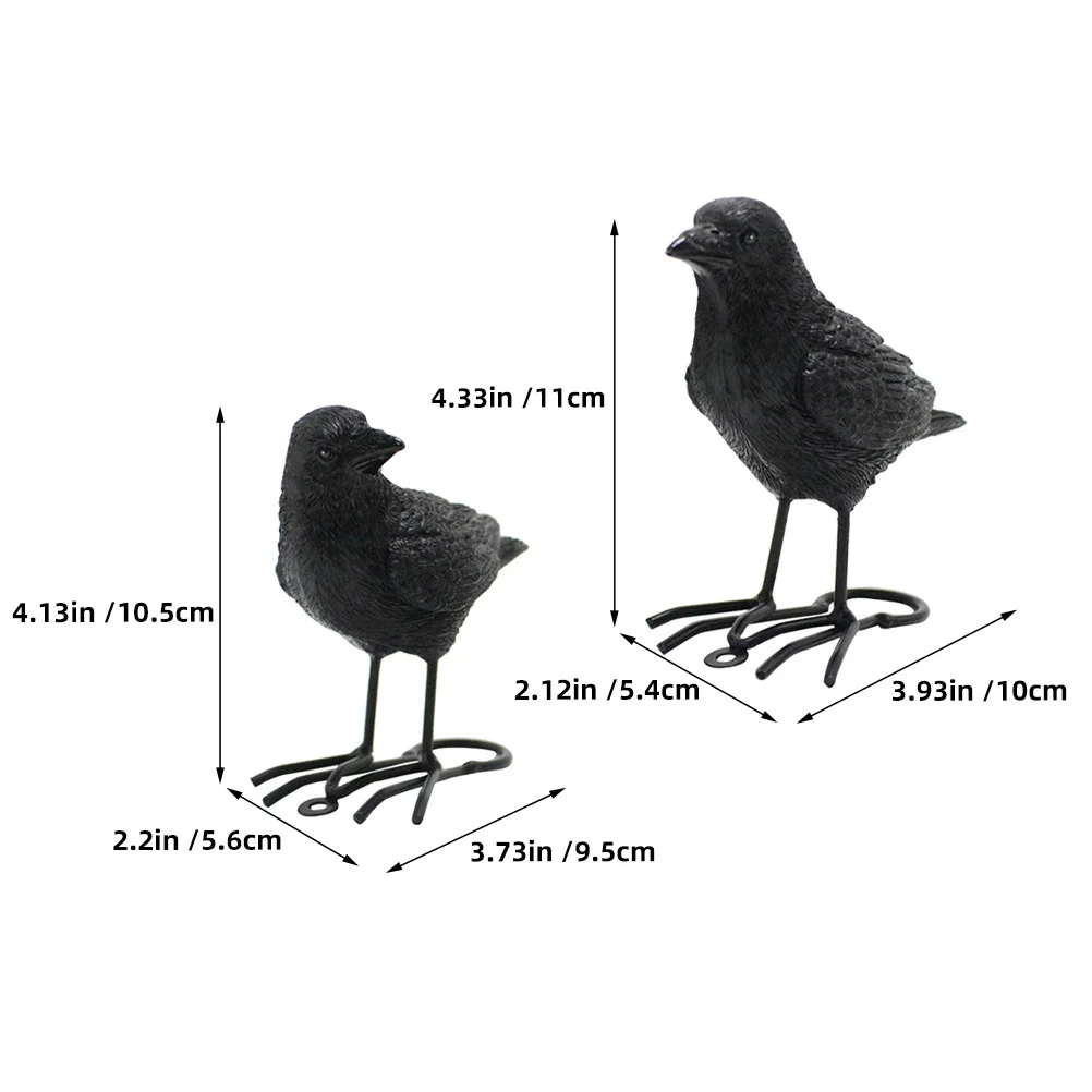 2pcs Halloween Crow Decor Realistic Crow For Party Decoration Haunted Prop Scary Photo Props Artificial Crows Festival