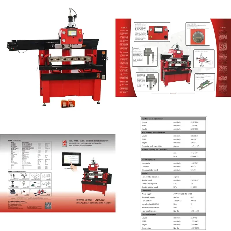 HCY TL120XLCNC Valve Seat and Valve Guide Cutting Machine, Valve Seat Boring Machine
