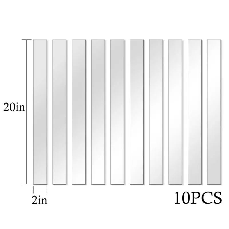10Pcs DIY Mirror Tiles Ceiling Edge Mirror Strip Self-adhesive Acrylic Art Wall Tile Sticker 3D Wall Sticker Decor TV Background