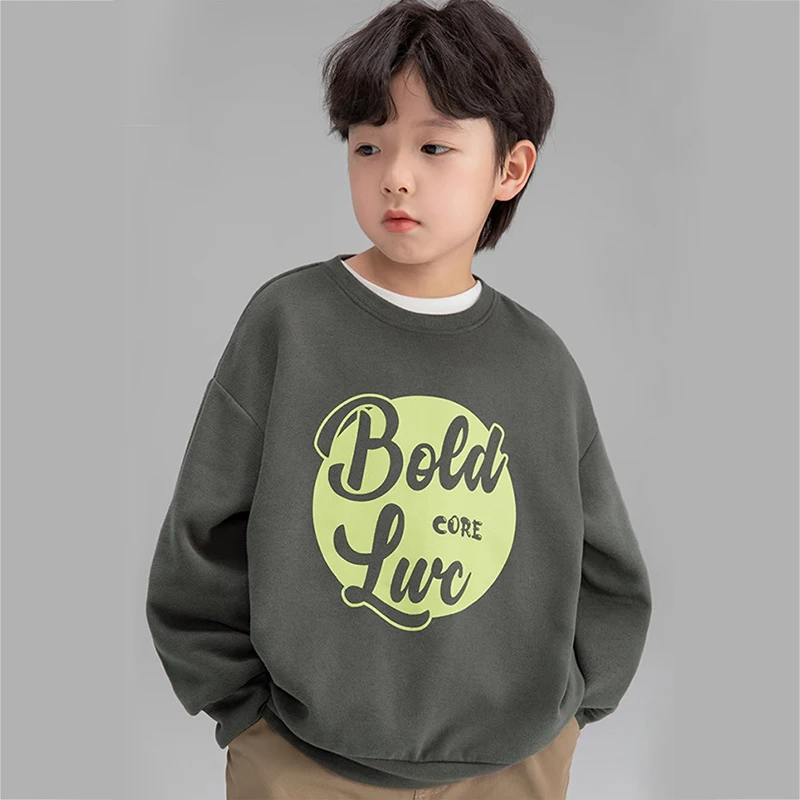 

2024 New Spring Autumn Cotton Boys Hoodies Fashion Letter Long Sleeve Teenager Boys Sweatshirt 3-14 Years Children Top Clothes