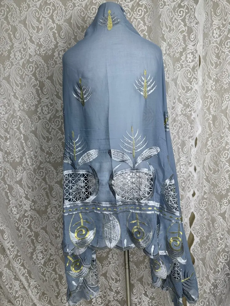 Afrikanische Frauen Hochwertige Baumwolle Stickerei Hijab 2x1m Kreis Design Muslimischen Schal Mode Schal Neueste Stil Afford material