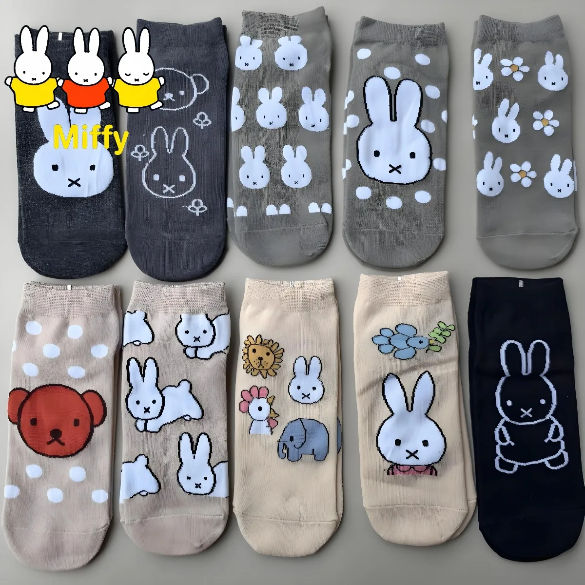 

Милые носки с кроликом Миффи, японские носки-невидимки с мультяшным аниме-дизайном в виде кролика