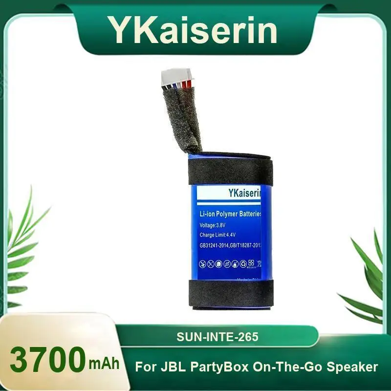 

YKaiserin 3700mAh Replacement Battery SUN-INTE-265 for JBL PartyBox on-The-Go Speaker Bateria Warranty 2 Years + Free Tools