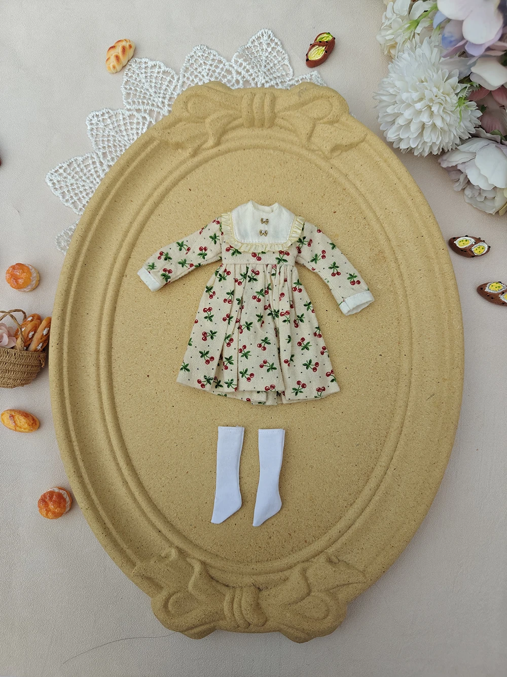 ملابس blythe مجموعة ملابس لطيفة للخريف اليومي من الكرز لدمية Blythe Ymy Licca Azones Ob22 24 27 YMY إكسسوارات دمي جديد