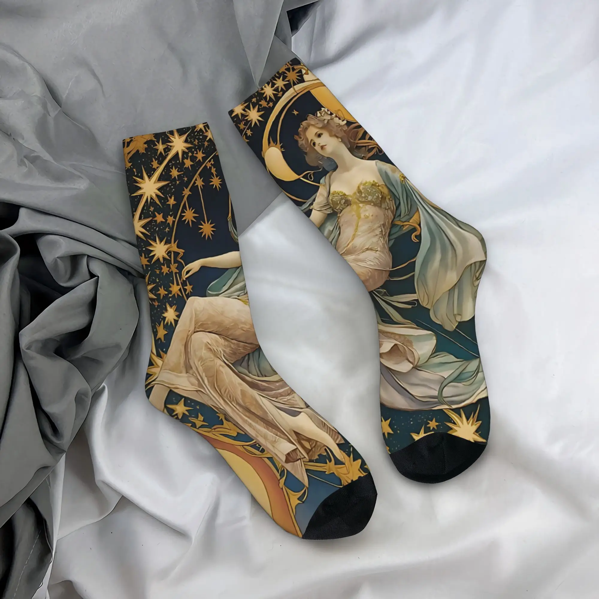 

Language of Flowers Alphonse Mucha Socks Funny Stockings Autumn Anti Bacterial Adults Men Socks Soft Breathable Cycling Socks
