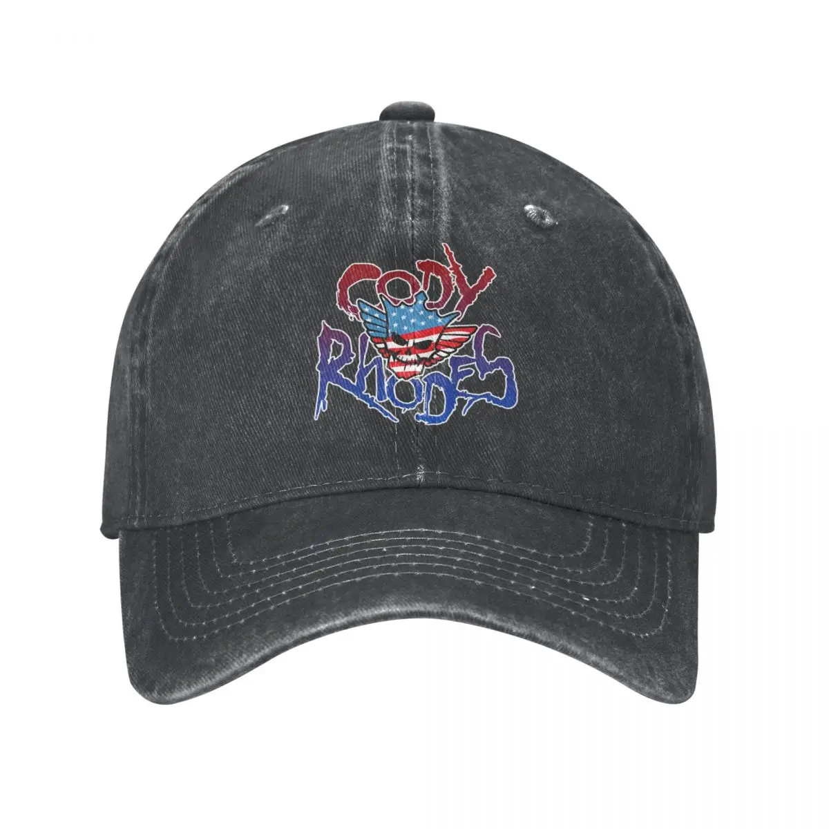 Cody Rhodes American Wrestling Logo Trucker Hat Merch Casual Distressed Washed Skull Headwear For for Men Women Adjustable