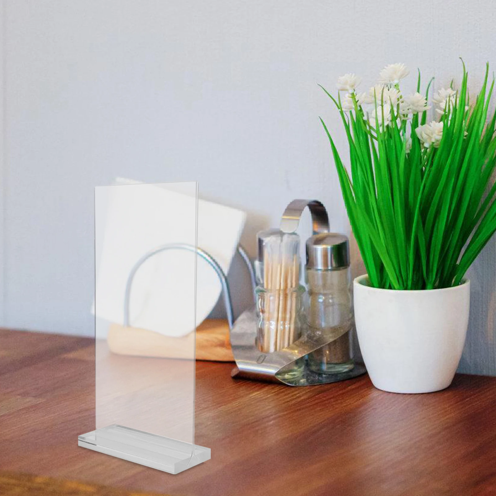 

4pcs Acrylic Table Sign Holder 10x20cm Transparent Display Rack Poster Stand for Menu Office Advertising Storage